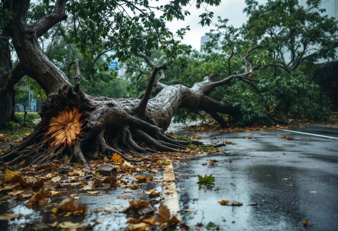 Vista di São Paulo colpita da una tempesta devastante