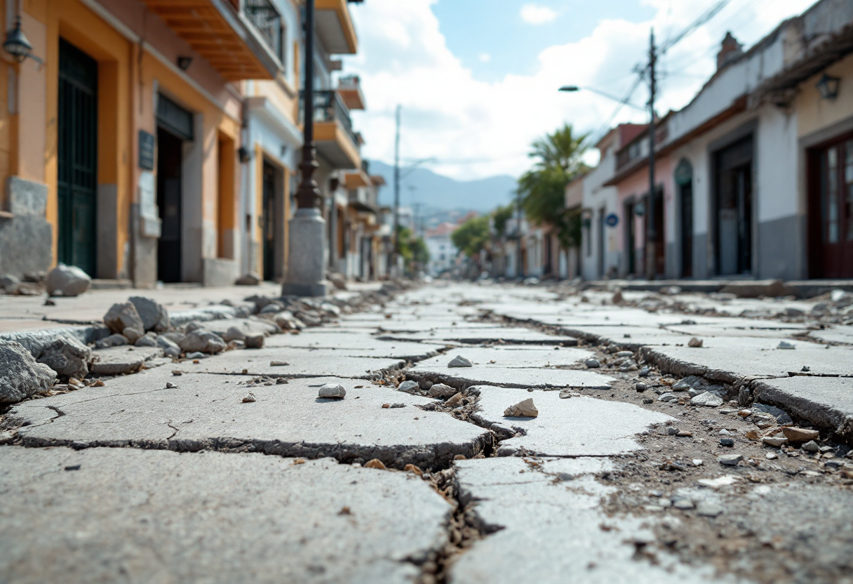 Immagine del terremoto a San Andrés con dettagli chiave