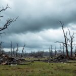 Immagine di un tornado che colpisce Florida con cittadini coraggiosi