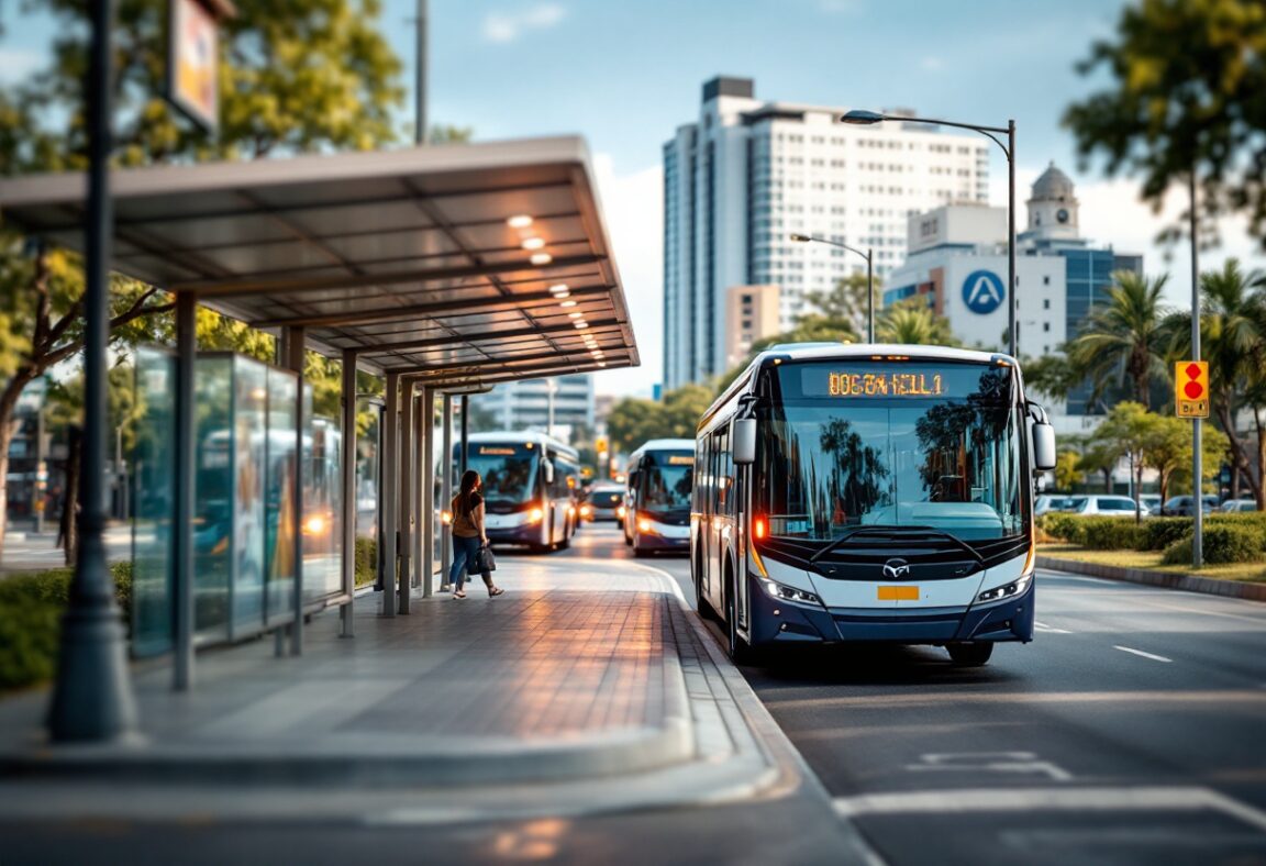 Transmetro Barranquilla in azione con passeggeri a bordo