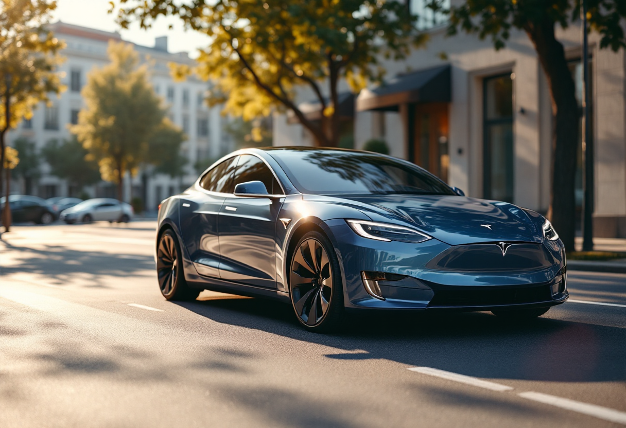 Donald Trump con una Tesla nuova in supporto a Elon Musk