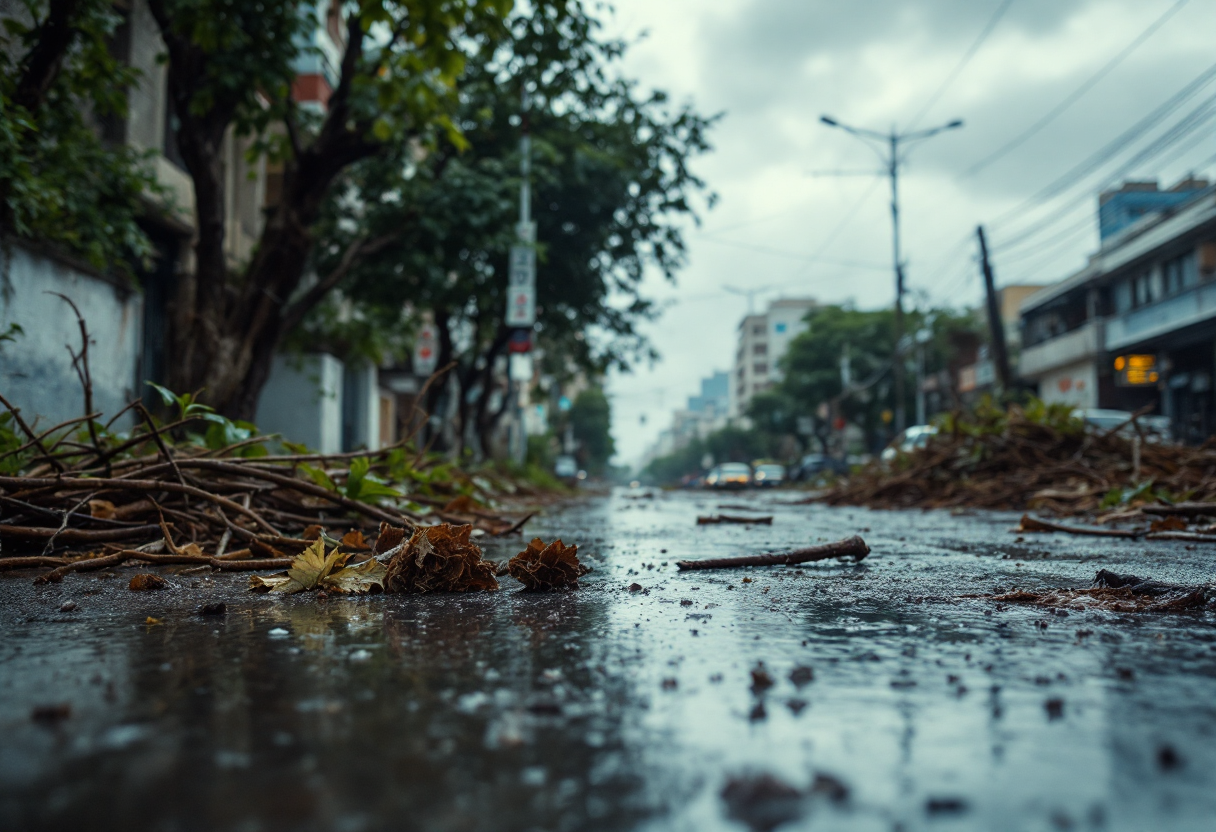 Immagine dei forti venti a São Paulo durante un evento meteorologico