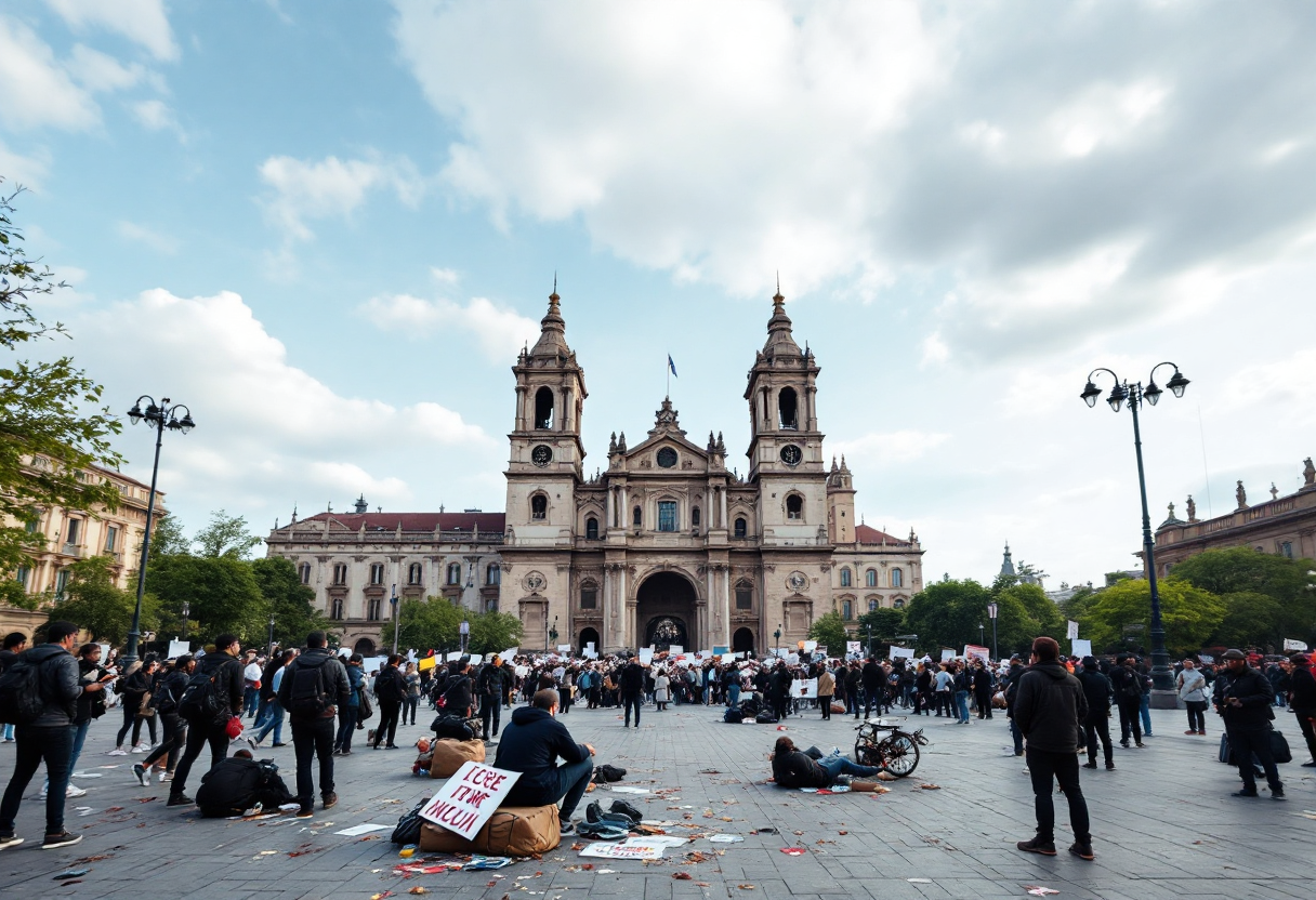 Manifestazione in Argentina con segni di violenza
