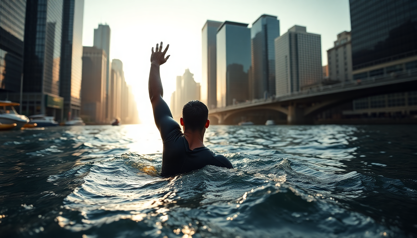 Récord de natación en Manhattan: David Olvera lo logra