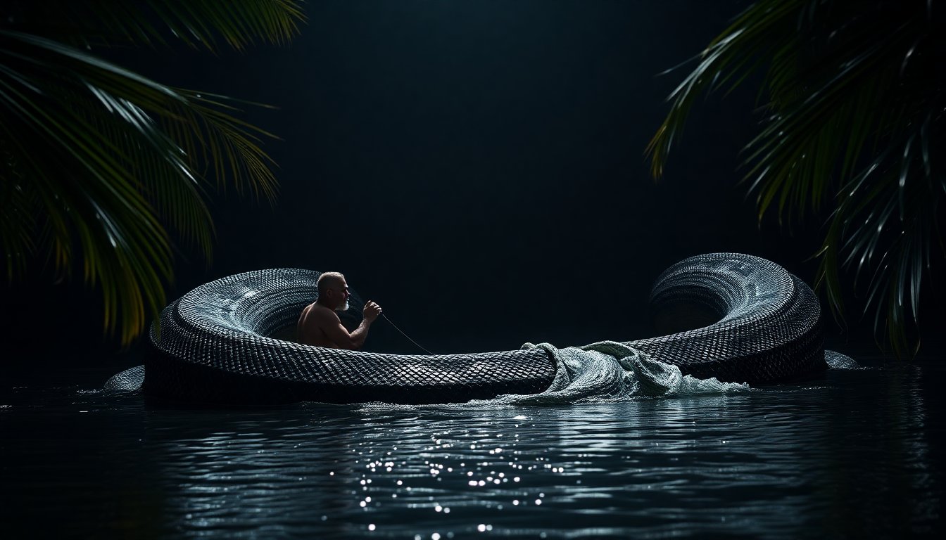 Encuentro inesperado: pescador casi devorado por una anaconda